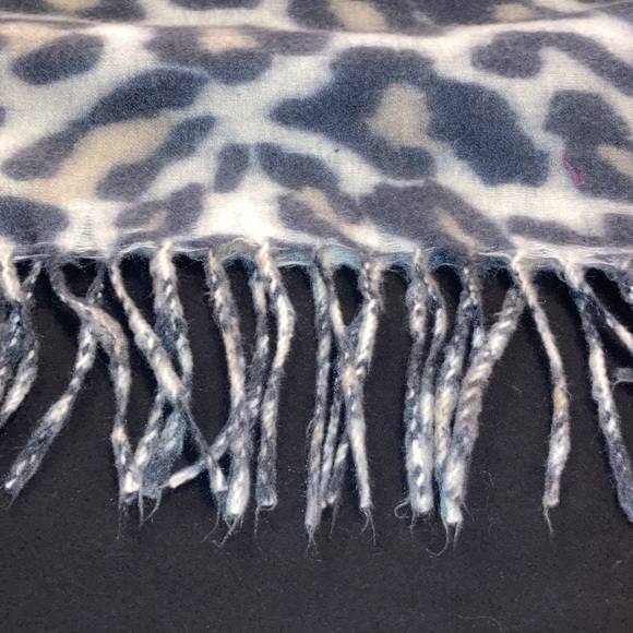 Extra Long Cream, Black & Tan Animal Print Warm Scarf, Small Fring At Ends - Picture 9 of 9